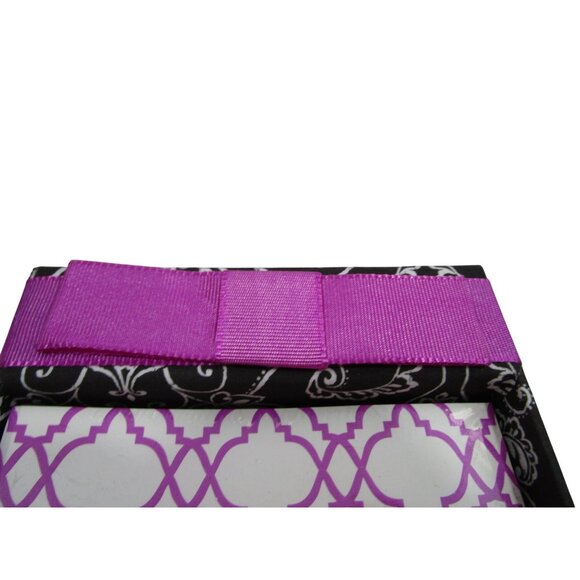 Hallmark Signature Memo Holder 60 Sheet Notepad Black White Box Purple Ribbon N - Picture 8 of 10